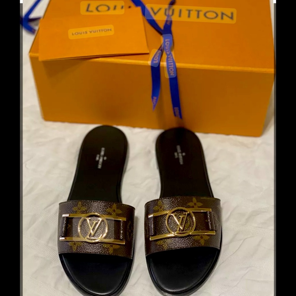 The LV Frame flat mule which pairs Monogram and Monogram Reverse canvas.